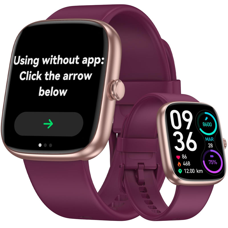 DAVIKO Smart Watch Senior Friendly Large Font No App/Phone Required Fitness Tracker, Waterproof Pedometer Watch with Step Counter Calories/Sleep Tracker for Walking Running for Men Women Purple - BeesActive Australia