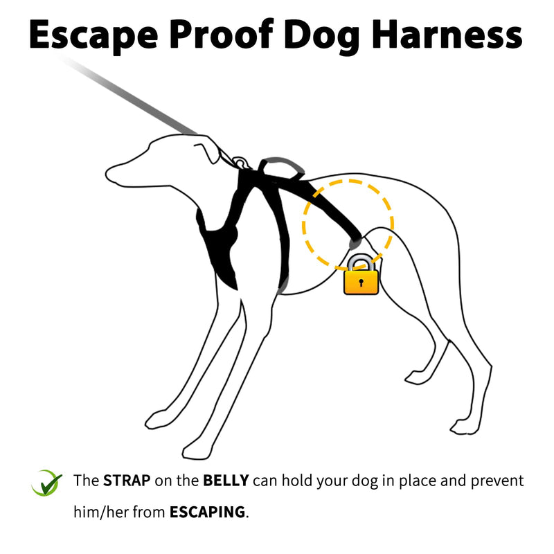 Escape Proof Dog Harness, Secure Dog Harness No Escape, Fully Reflective Harness with Handle, Breathable, Durable, Adjustable Vest for Small Dogs Walking, Training, and Running Gear (Black,S) Small(Pack of 1) Black - BeesActive Australia