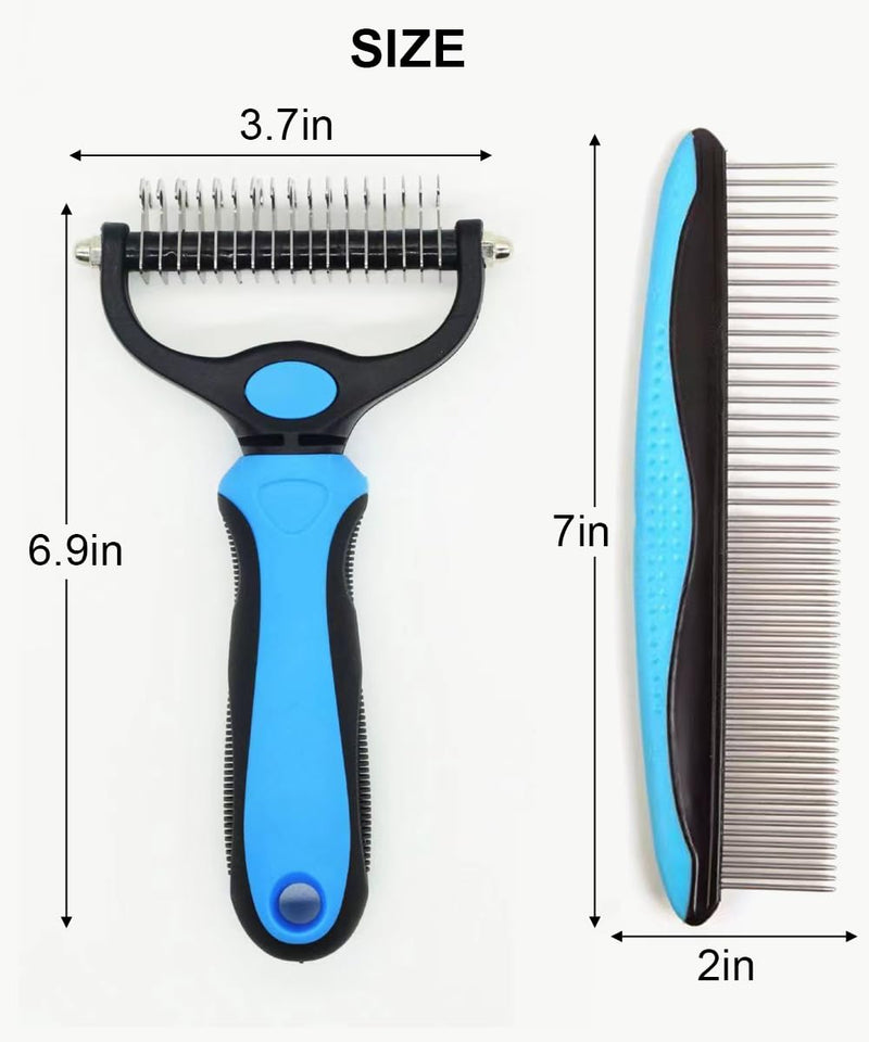 Deshedding Brush - Double-Sided Undercoat Rake for Dogs and Cats - Shedding Comb and Dematting Tool, Extra Wide, Pet Grooming Kit Essential - BeesActive Australia