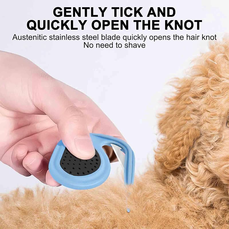 2PCS Pet Knotting Comb, 2024 New Grooming Knife for Long-Haired Pets, 3 In1 Multifunctional Dog Comb, Cat Brush Hair Clipper, For Removing Tangled and Loose Hair (Blue and Green) - BeesActive Australia