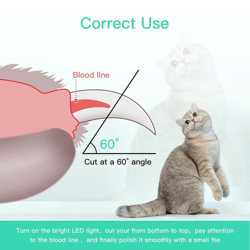 Sosayet Claw Grinder for Dogs Cats LED Light for Claw Scissors for Cats Dogs with Nail File and Splash-Proof Protective Device for Medium and Small Pets Claw Care (Green) - BeesActive Australia