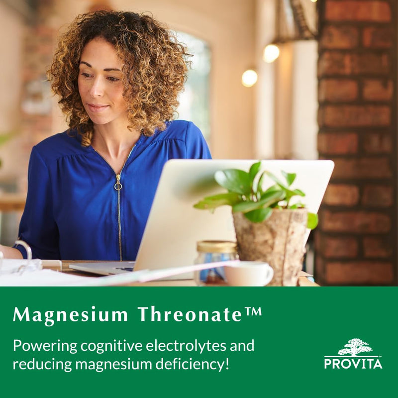 Provita Magnesium L-Threonate Supplement | Cognitive Support & Brain Electrolyte Balance | High Absorption Magnesium for Memory, Focus & Brain Health | Vegan Capsules | 50mg Elemental Magnesium