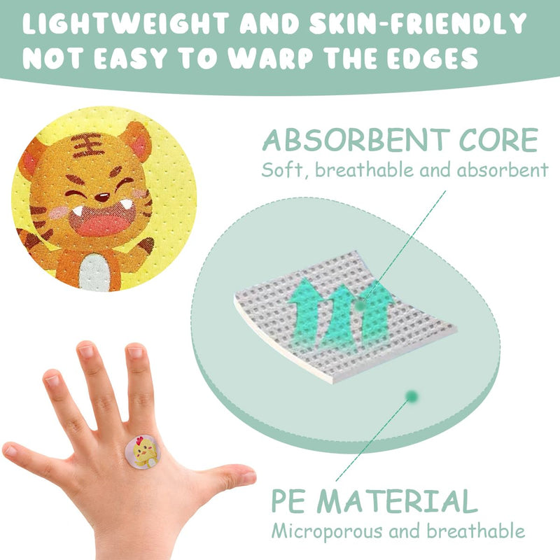 Bandages Mini Round Bandages Water Resistant Wound Care Vaccine Patch Small Self Adhesive Breathable First Aid Bands,Cartoon Print,100Pcs