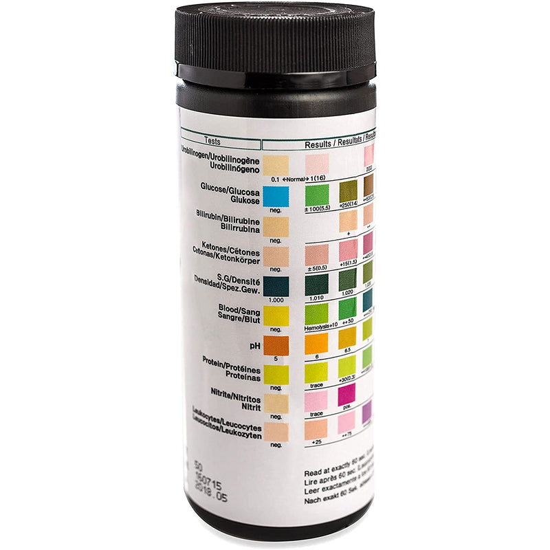 One Step Pet Urine Testing Strips, 100 x 10 Parameter Urinalysis Tests for Dogs, Cats, Vets, Accurate Testing for Veterinarians, Detects UTI, Diabetes, Bladder, Kidney, Liver, SG, pH, Glucose - BeesActive Australia