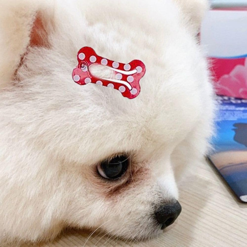 5 Pcs Dog Hair Clips Mini Bone Snap Dog Barrette Small Snap Hair Clips Pet Hair Barrettes Pet Hairpin Dog Hair Accessories Pet Supplies (Rose Red) Rose Red - BeesActive Australia