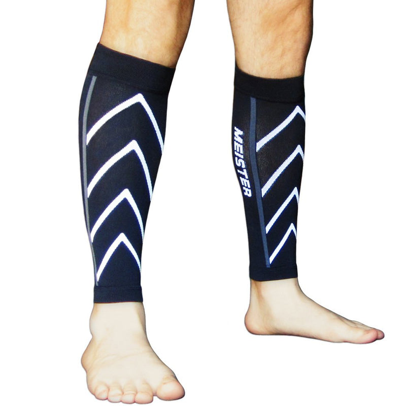 Meister Graduated 20-25mmHg Compression Running Leg Sleeves for Shin Splints (Pair) Black Small - BeesActive Australia