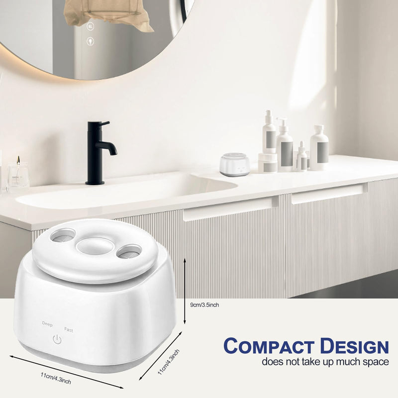 Ultrasonic Retainer Cleaner Machine 48kHz Denture Cleaning Pod, 280ML Dental Deep Cleaning Pod for Dentures, Aligners, Invisalign, Mouth Guards, Night Guards, Jewelry, Toothbrush (White) white