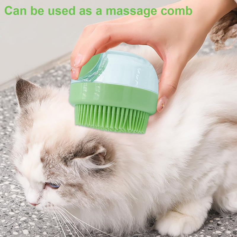 2 PCS Dog Bath Brush, Soft Silicone Dog Brush, Shampoo Bath Brush, Shampoo Dispensing Scrubber, Bathing and Massaging Brush for Short Long Haired Dogs Cats Shower(Pink&Green) Pink Green-2pcs - BeesActive Australia