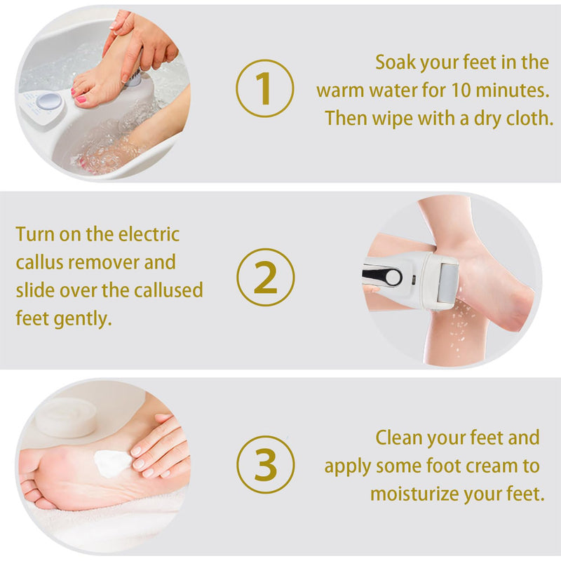 Electric Callus Remover for feet - FSA Eligible - Portable Rechargeable Electric Foot Files with 3 Heads - Pedicure Kit for Dry Dead Hard Cracked Skin 1 Count (Pack of 1) - BeesActive Australia
