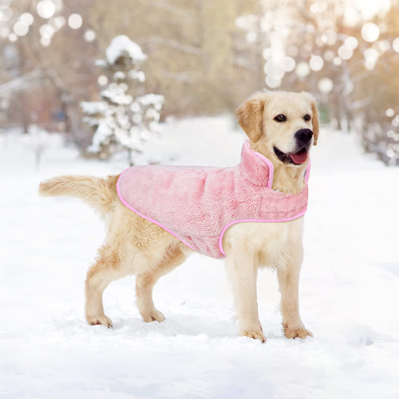 Malier Dog Winter Coat, Reversible Fleece Dog Cold Weather Coats Dog Jacket for Dogs, Windproof Warm Dog Coat Snow Dog Jacket Vest Pet Dog Clothes for Small Medium Large Dogs (Pink, Medium) Pink - BeesActive Australia