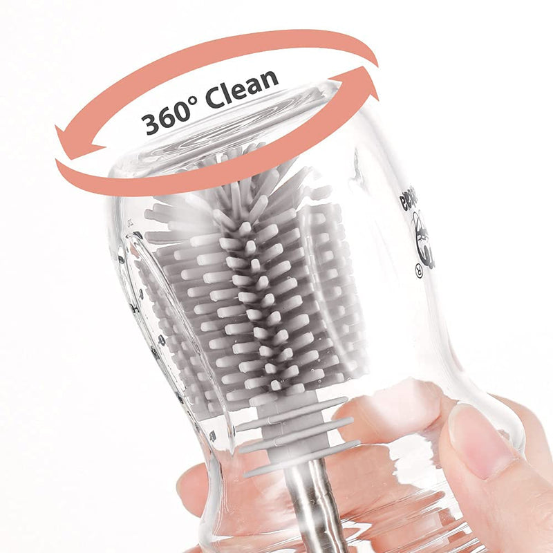 haakaa Silicone Cleaning Brush Kit - SUVA Grey - Bottle Brush for Breast Pumps, Breast Milk Collector, Baby Bottles, Nipples, Breastmilk Storage Bags - BeesActive Australia