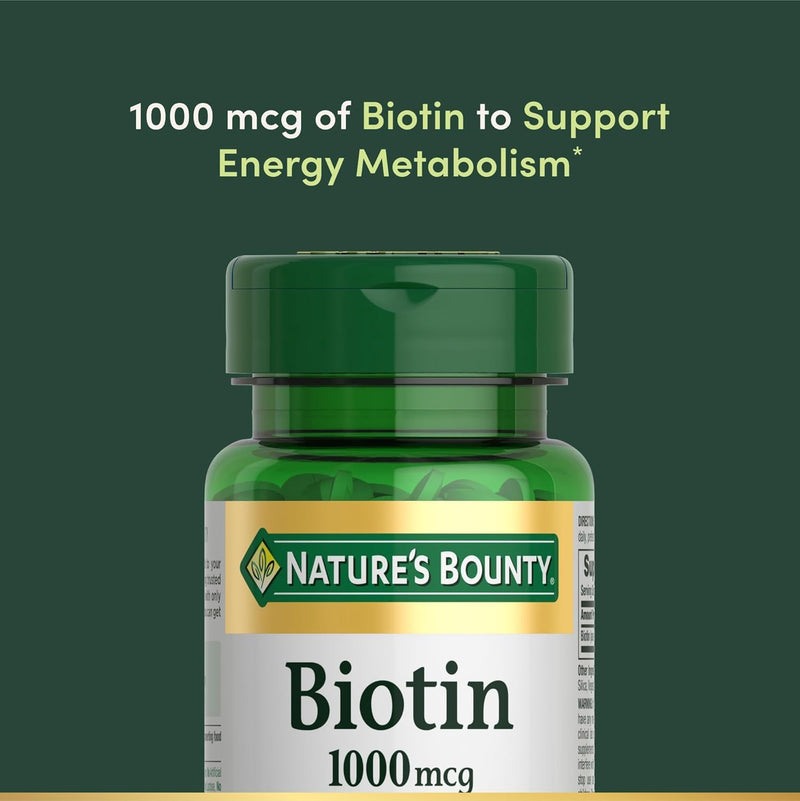 Nature's Bounty Biotin 1000 mcg Vitamin Supplement Tablets 100 ea (Pack of 2)