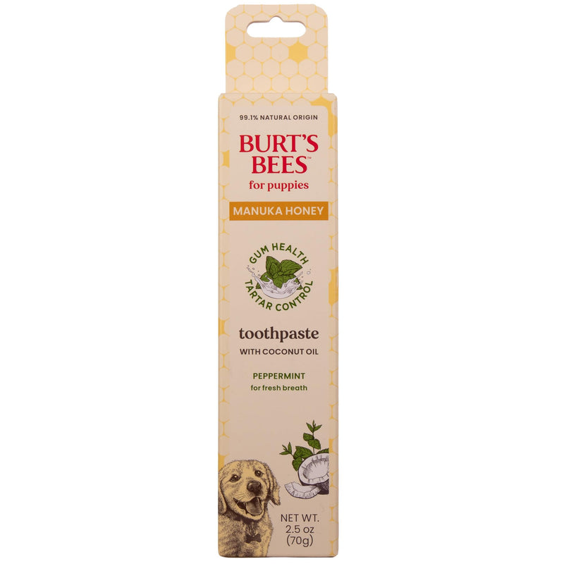 Burt's Bees for Pets Fresh Mint Dog Toothpaste with Manuka Honey and Coconut Oil for Gum Health & Tartar Control, 99.1% Natural Origin Formula, Fluoride-Free, Fresh Mint Flavor, 2.5 Oz Fresh Mint Toothpaste 2.5 Ounce (Pack of 1)