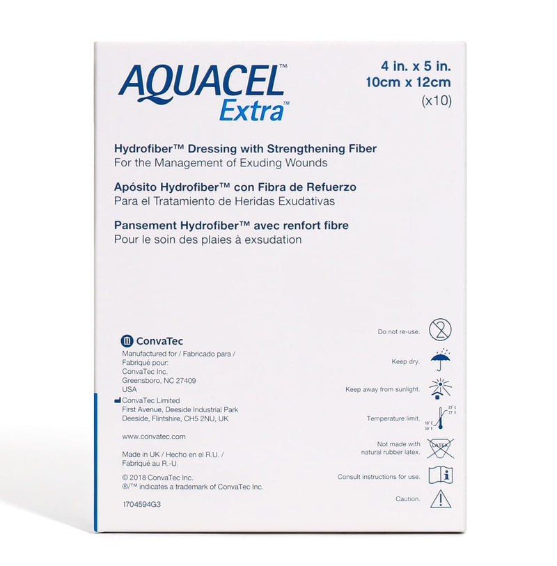 ConvaTec AQUACEL Extra 4"x5" Wound Dressing, Sterile, 10 Ct 4" x 5" (10 Count)