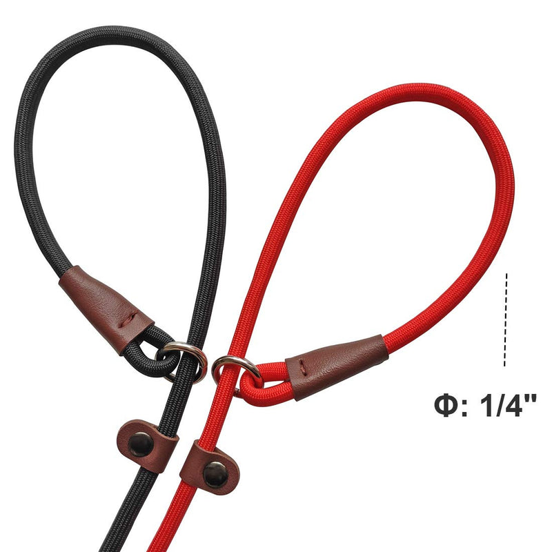 BTINESFUL Slip Lead Dog Leash, Strong Nylon Rope , 1/4 & 1/2 inch Diam Dog Training Lead for Small Medium Large Dogs (1/4" * 7 FT, Black) 1/4" * 7 FT - BeesActive Australia