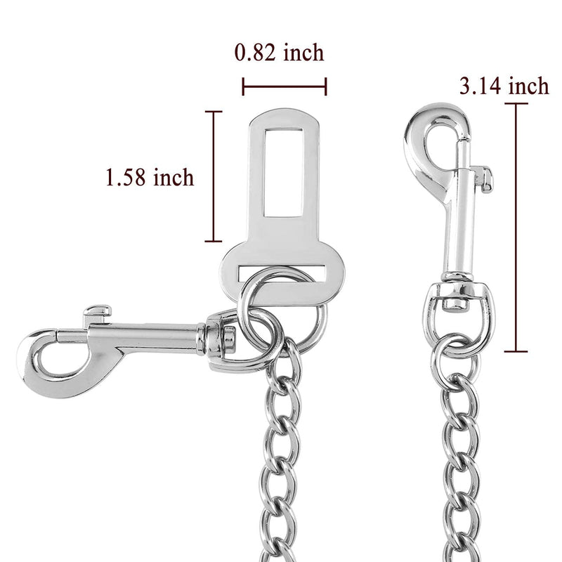 Mogoko Stainless Steel No chew Dog Car, Pet Vehicle Safety Restraint, Heavy Duty Big Canine Dog Car Leash Strap with Double Clip and Latch Attachment-25 Inch 25.5 Inch/65 CM - BeesActive Australia