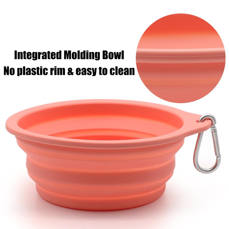 SLSON Collapsible Dog Bowl Foldable Dog Travel Water Bowls Integrated Molding No Plastic Rim Portable Pet Feeding Bowl for Walking Hiking Outdoors,Grey and Pink - BeesActive Australia