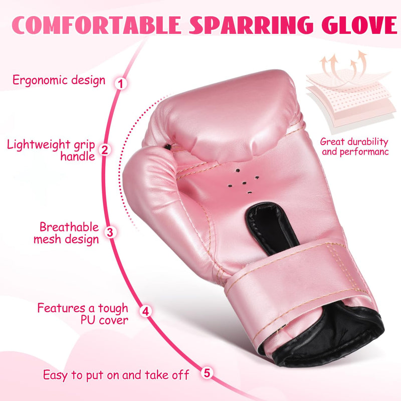 Veemoon Boxing Gloves for Kids 3-10 Years, Boys and Girls Boxing Training Gloves Children Kickboxing Practice Equipment - Sponge Endomor Phprotection - Sparring Kickboxing Thai Mitts MMA, Pink