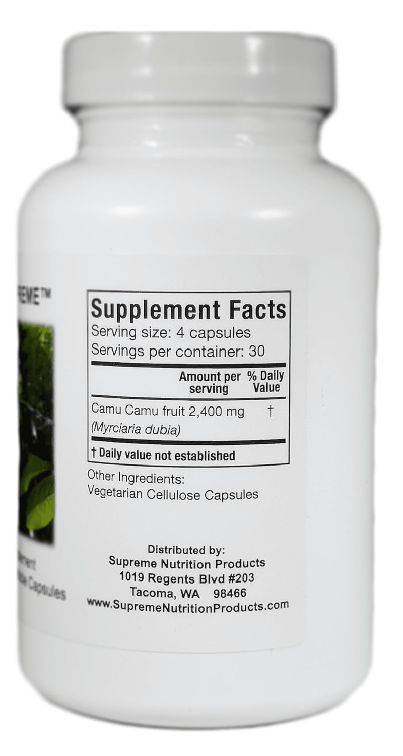 Supreme Nutrition Camu Supreme, 120 Pure Camu Camu Fruit Vegetarian Capsules 120 Count (Pack of 1)