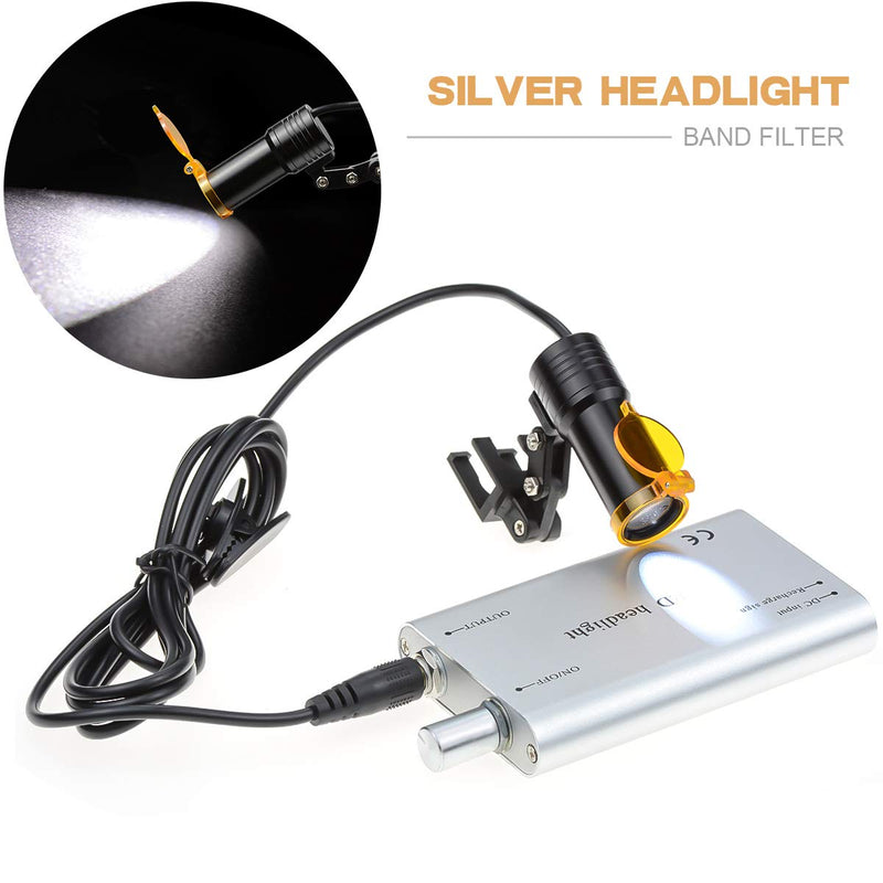 5W LED Portable Head Lamp Headlight,Headlamp with Insert Clip Filter for Binocular Loupes (Silver), RA-007KSJZ Silver