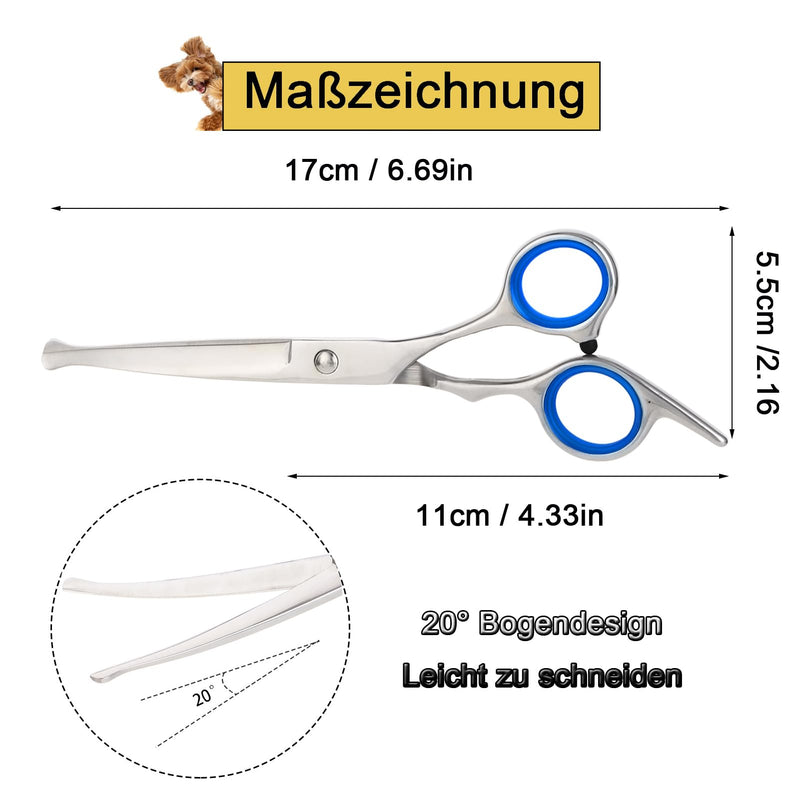 Virtue Yun Dog Scissors, Dog Grooming Scissors with Safety Tip, Curved Grooming Scissors, Stainless Steel, Silver Curved Scissors, Cat Grooming Scissors, Dog Grooming Scissors - BeesActive Australia