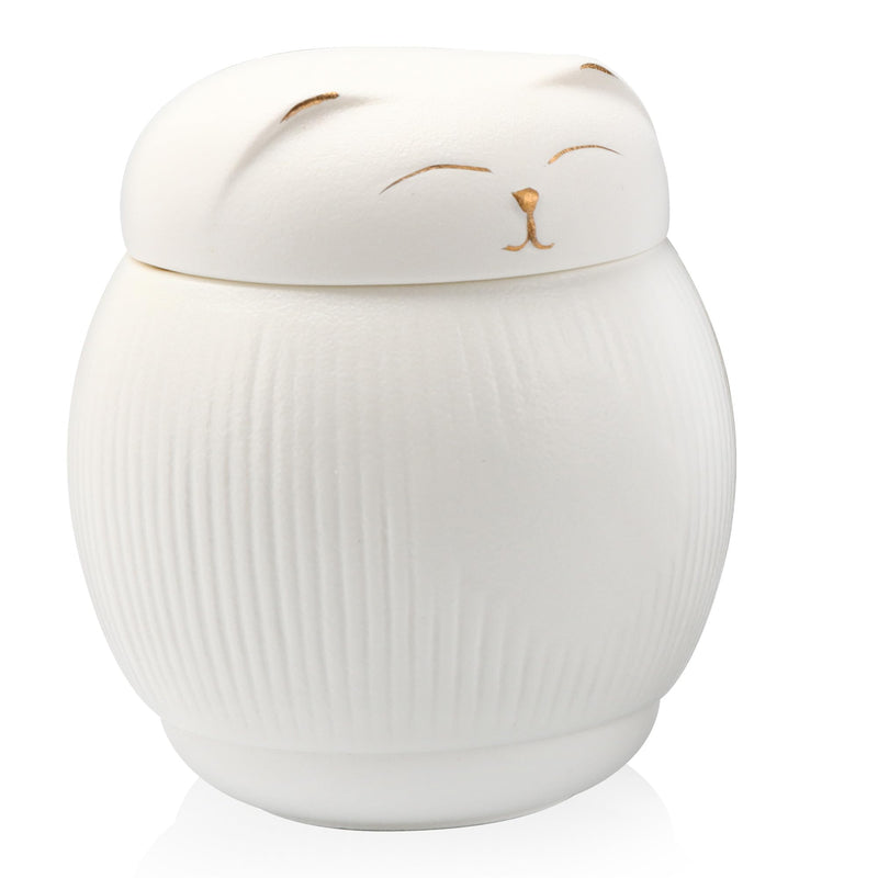 DiDiBirDi Ceramic Urn for Cat, Animal Urn, Pet Cremation Box, Cat Urn for Ashes, Black Cat Urns for Ashes (White) White - BeesActive Australia