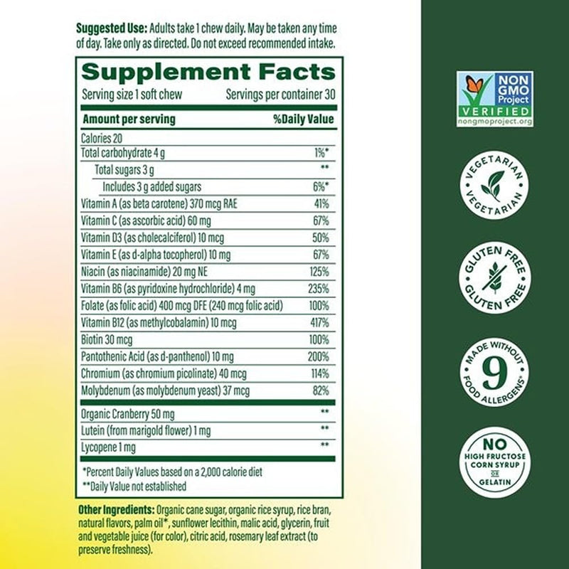 MegaFood Multivitamin for Women, One Daily, Mixed Berry, 30 Soft Chews, 2pk | Immune Support, Cellular Energy & Healthy Skin & Hair with B Vitamins, Vitamin D3, C, Vegetarian, Non-GMO, 30 Servings Each 30 Count (Pack of 2)