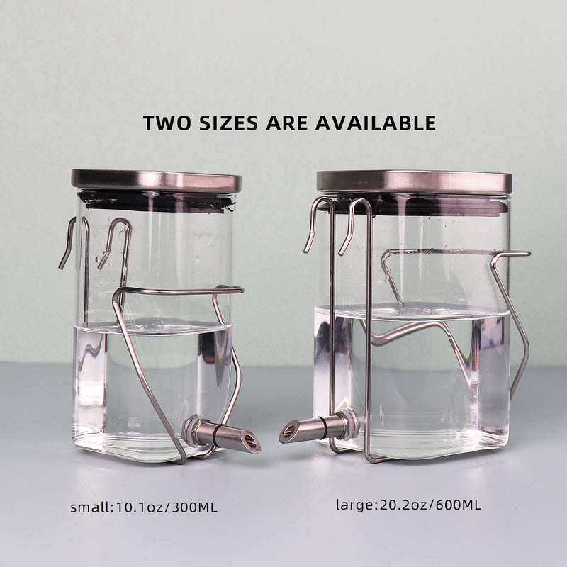 Guinea Pig Water Bottle No Drip, Rabbit Glass Waterer, Chinchilla Stainless Steel Nozzle Anti-Bite Water Dispenser for Small Animal, Bunny, Hamster, Sugar Glider and Rat(20.2oz) 20.2oz - BeesActive Australia