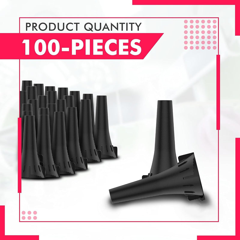 4.25 mm Disposable Ear Specula for W-e-l-c-h A-l-l-y-n Otoscopes Speculums,Compatible with All Universal Otoscopes, Disposable Otoscope Covers, Plastic Replacement Specula Tips|Black Color|Bag of 100| 4.25MM Pack of 100 - BeesActive Australia