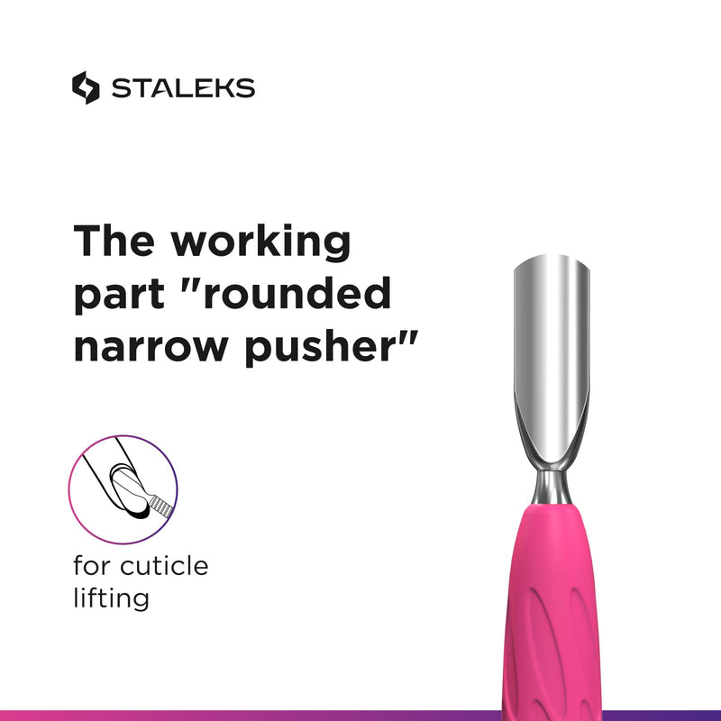Staleks Pro Manicure Pusher UNIQ 10 Type 6 – Silicone Handle – Wide Rounded Pusher & Nail Cleaner - BeesActive Australia