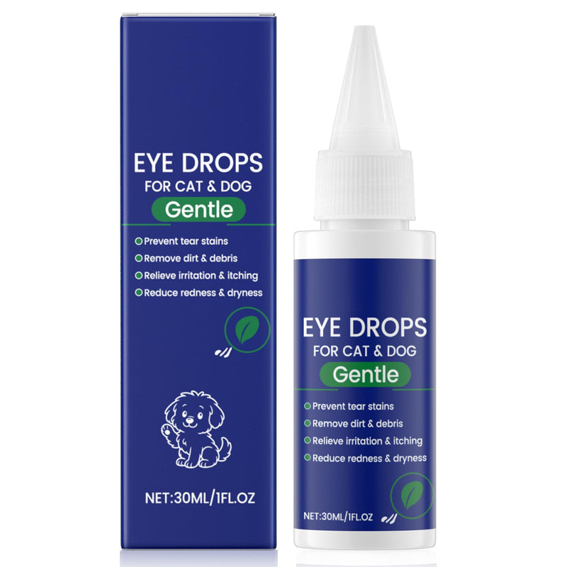 Dog Eye Drops, Brightening Eye Drops for Cats Pets,Tear Stain Remover Relieve Eyes Itching, Gentle Soothing Moisturising, Eyes Dryness Treatment, Eye Care Gel for Dog Cat Animal, 30ml