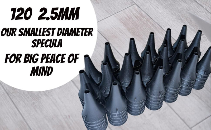 120 Smallest Diameter 2.5 mm Specula for 4th and 5th Generation Doctor Mom Otoscope Perfect for Infants Important- NOT for Dr Mom 3rd Gen and Original otoscopes. - BeesActive Australia