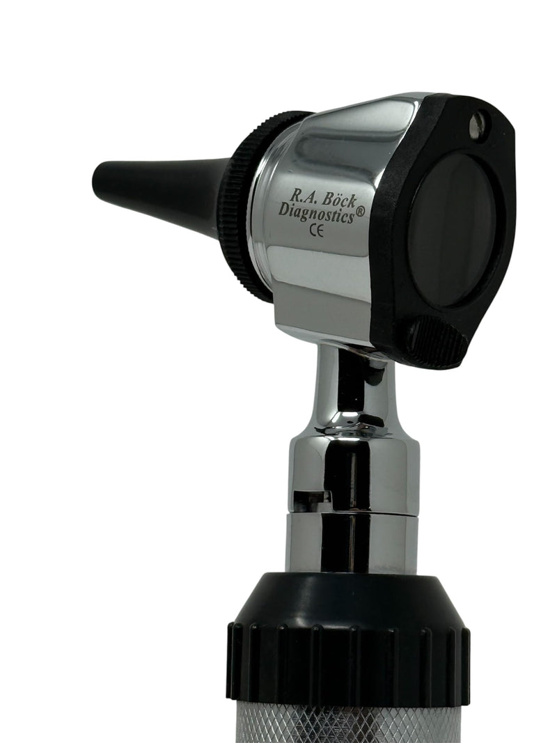New RA Bock 3.2V Bright White LED Otoscope Set Includes Disposable Specula Adaptor and 3 Sizes of reuseable Specula Plus Zippered Leathette Case - BeesActive Australia