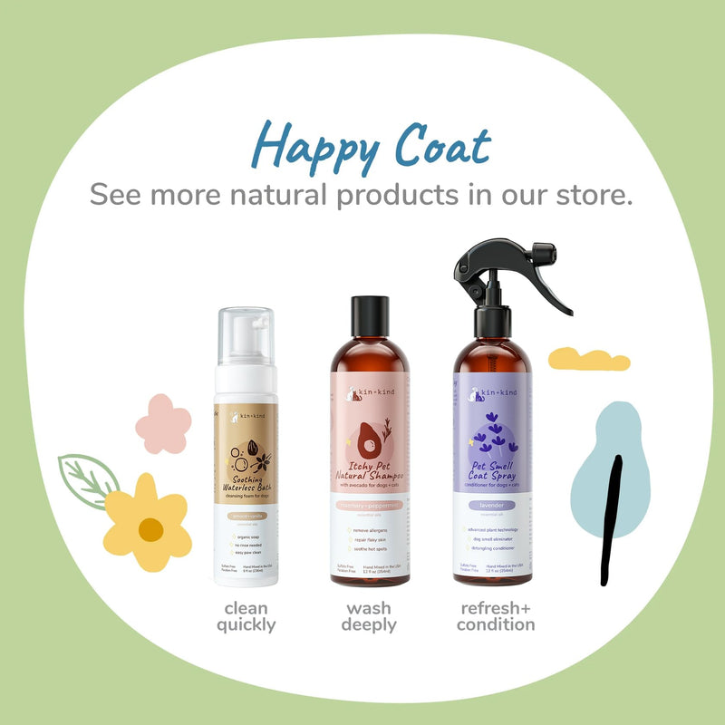 kin+kind Waterless Dry Shampoo for Dogs - Rinse-Free, Eliminate Itch and Odor, Natural Formula with Witch Hazel, Coconut Oil, Olive Oil, Almond and Vanilla - Made in USA Almond+Vanilla - PawsPlanet Australia