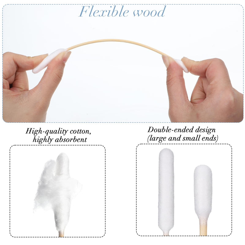 InnoHHustle 100 Pcs 6 Inch Long Cotton Swab for Dogs Ears Double Sided Qtips Dog Ear Swabs Large Wooden Cleaner Buds Tool Pet Ear Cleaning Solution Supplies for Dogs and Cats