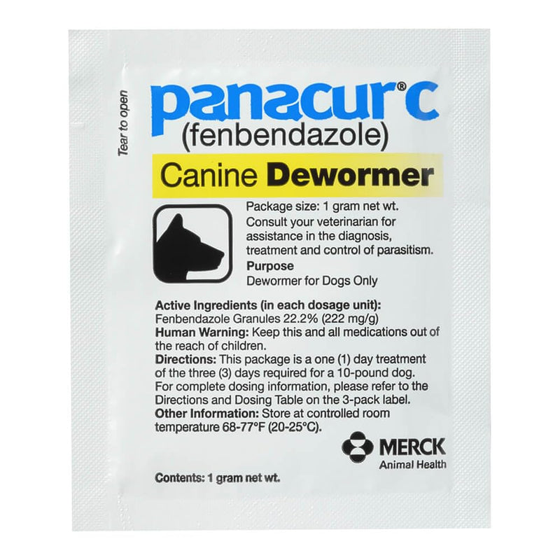 Panacur C Canine Dewormer Treatment Three 1-Gram Packets, Each Packet Treats 10 lbs
