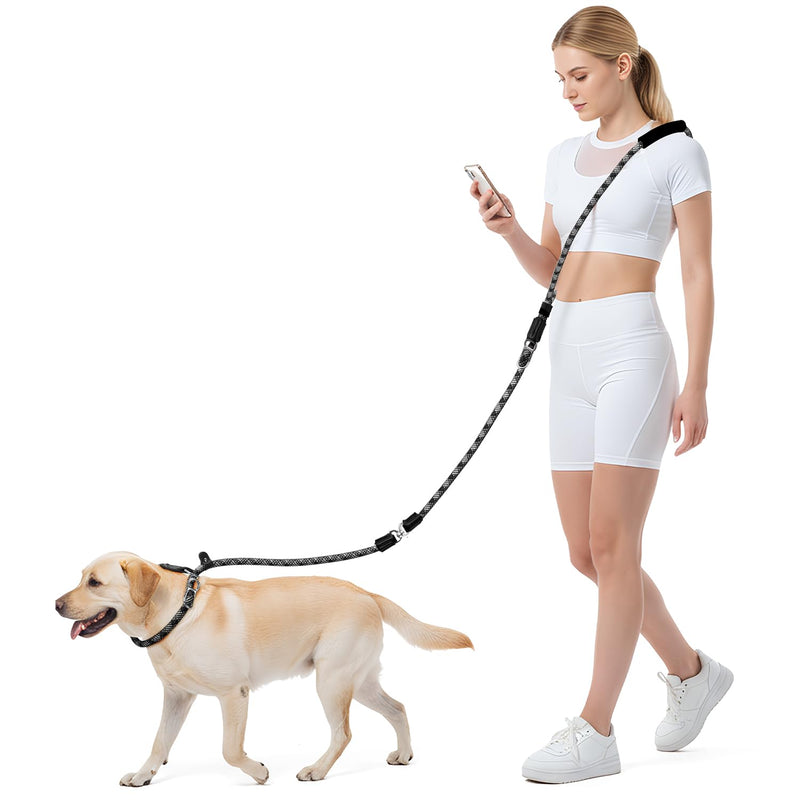 Lukovee Slip Lead Dog Leash, 5-7 FT x 1/2" Adjustable Tangle Free Leash, Heavy Duty Comfortable Reflective No Pull Training Rope Lead with Padded Handle for Medium Large Dogs (Black, L: 5-7 FT) 5–7 ft, 1/2'', for Medium Large Dogs Black - BeesActive Australia