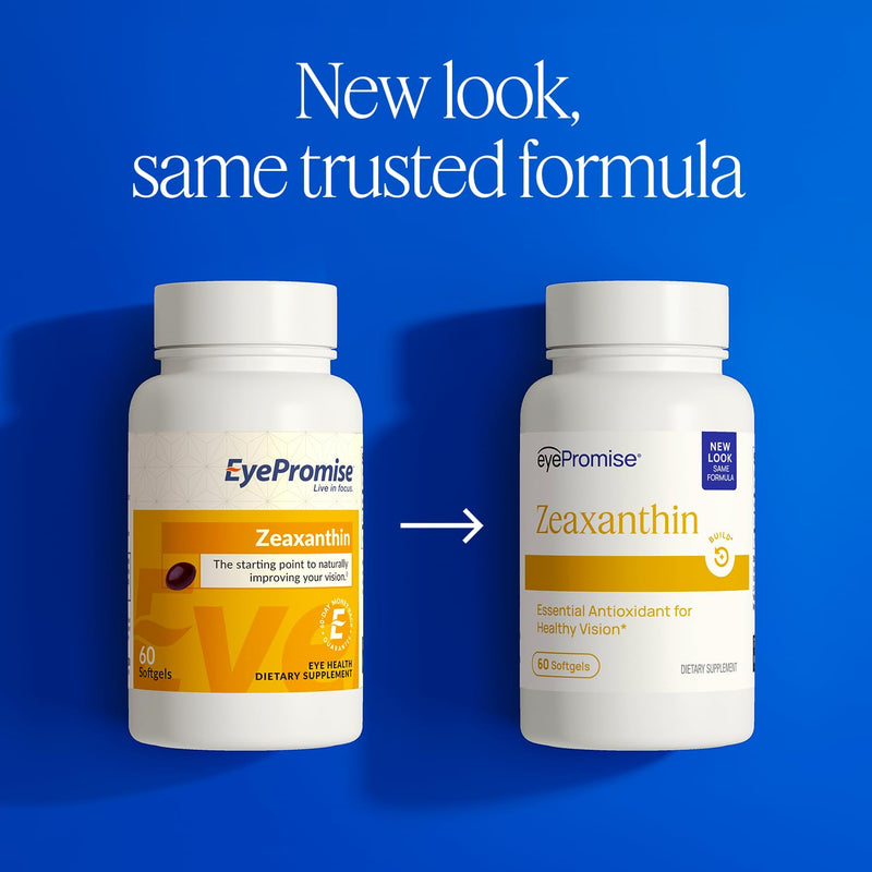 EyePromise Zeaxanthin Eye Health Supplements - 60 Softgels, 60-Day Supply | Eye Vitamins with 10 mg Zeaxanthin to Support Long-Term Vision Health (Packaging May Vary)