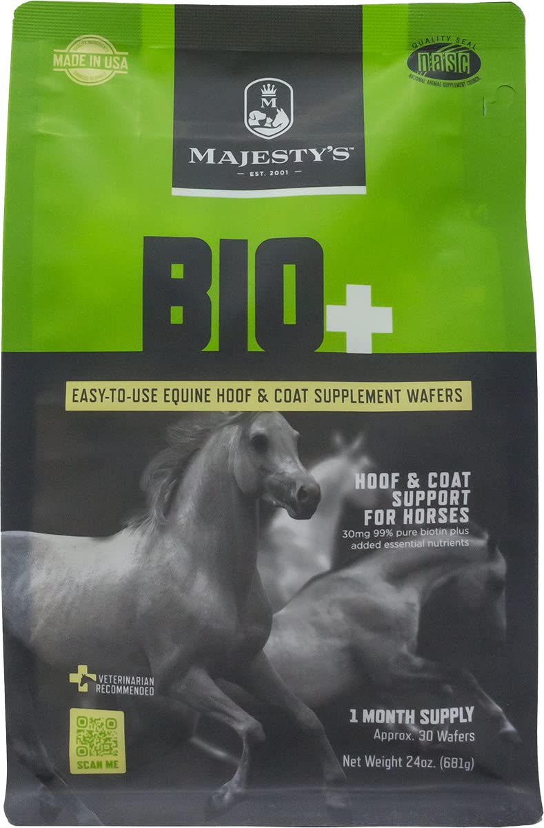Majesty's Biotin Wafers - Superior Horse / Equine Hoof and Coat Support Supplement - Copper, Zinc, Lysine, Methionine - 30 Count (1 Month Supply) - BeesActive Australia
