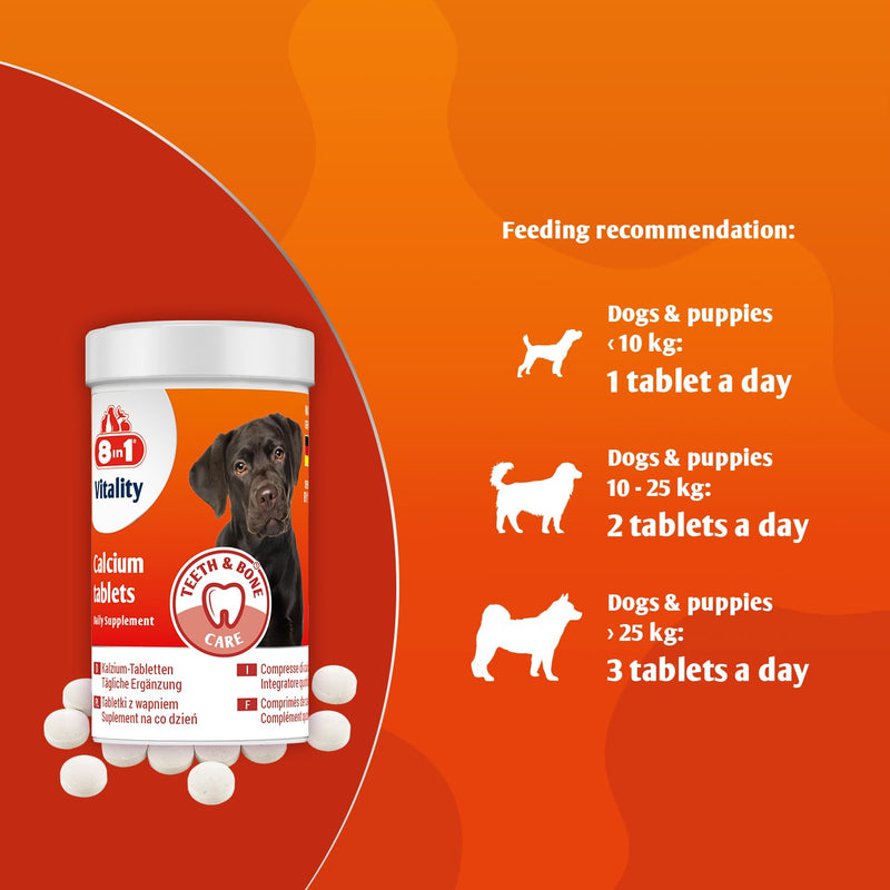 Calcium and Phosphorus Dog Nutritional Supplement - Teeth and Bone Care - 155 tablets - for strong bones and teeth, suitable for growing puppy