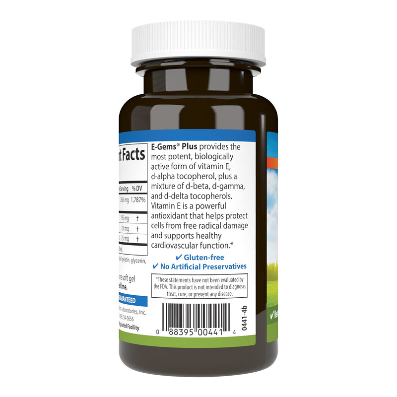 Carlson E-Gems Plus, 400 IU (268 mg), Optimal Wellness, 100 Soft Gels | Natural-Source Vitamin E