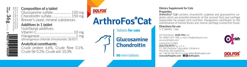ArthroFos Cat 90 mini Tablets Chondroitin and Glucosamine Sulphate for Cats