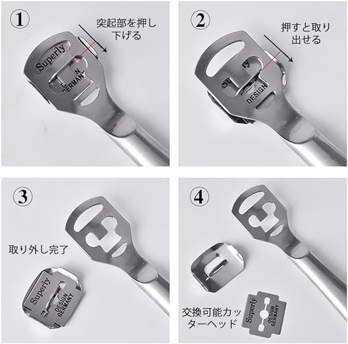 Samcos Exfoliating Sharpener, Cleaning Blade 1 Set, Stainless Steel Cutter, Heel Exfoliating, Exfoliating Care Set, Foot Eye / Exfoliating, Heel File, Beauty Foot, Includes 10 Replacement Blades - BeesActive Australia