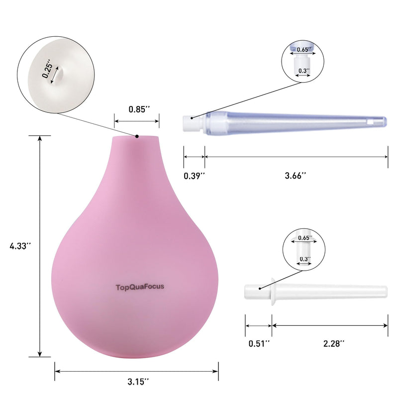 TopQuaFocus 8oz Enema Bulb Kit Anal and Vaginal Douche Bulb for Men Flushing System Enemas Silicone Bulb 4 Replaceable Tips (Pink, 224ml) Pink