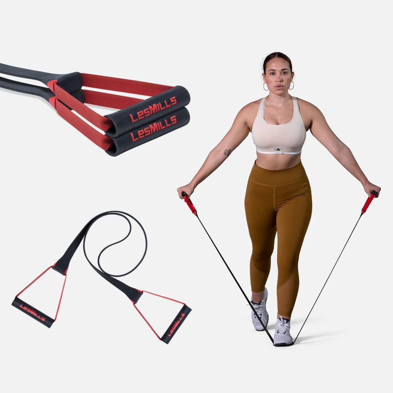 Les Mills™ SMARTBAND™ Workout Resistance Band with Handles, Home Gym Workout Equipment, Elastic Stretch - BeesActive Australia