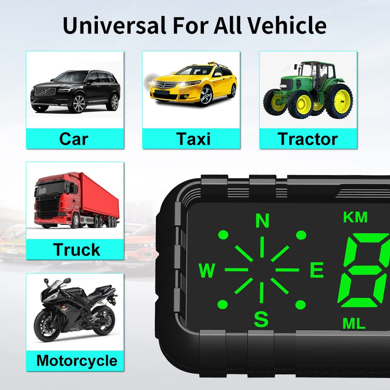 Kingneed HUD Speedometer Odometer Compass Head Up Display GPS Digital Display Big Fonts Univsersal for All Cars Vehicles New C3010 - BeesActive Australia