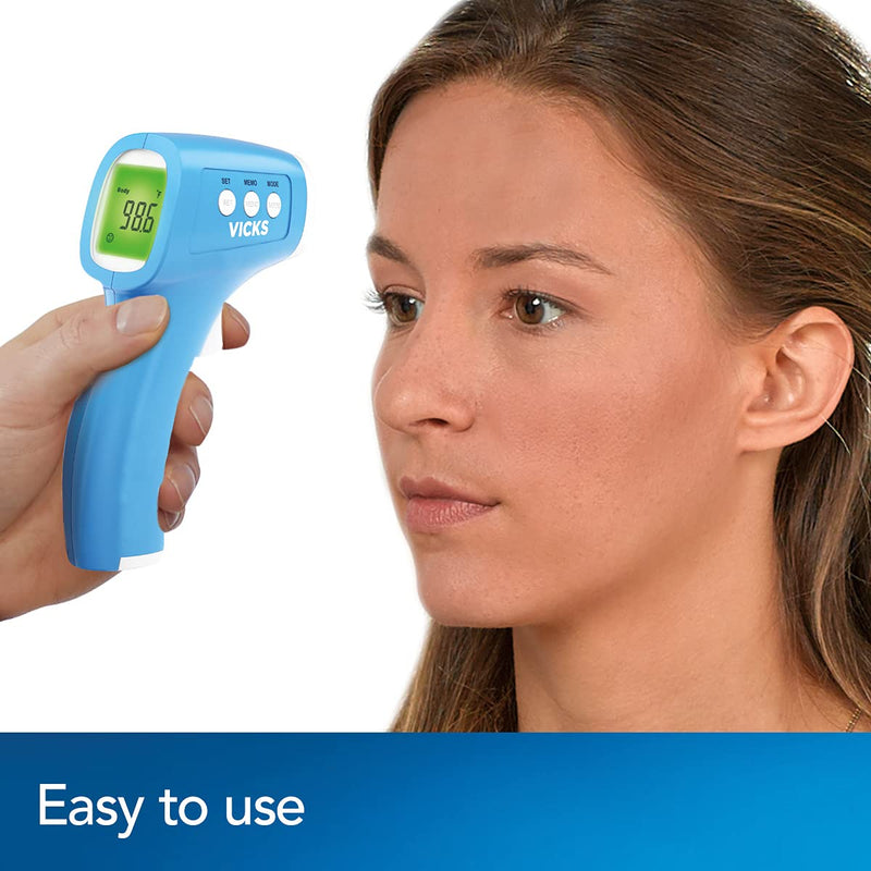 Vicks Non-Contact Infrared Thermometer for Forehead, Food and Bath – Fast, Reliable, and Clinically Proven Accuracy for Adults, Babies, Toddlers and Kids 1 Count (Pack of 1)