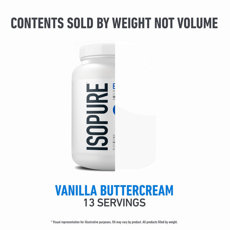 Isopure Essentials 100% Whey Protein Powder, with Vitamins, 20g Protein Per Serving, Vanilla Buttercream, 13 Servings (Pack of 1) | 20g Complete Whey Protein Per Serving, with Added Vitamins for Immune Support & Muscle Recovery, Decadent Rich Flavor