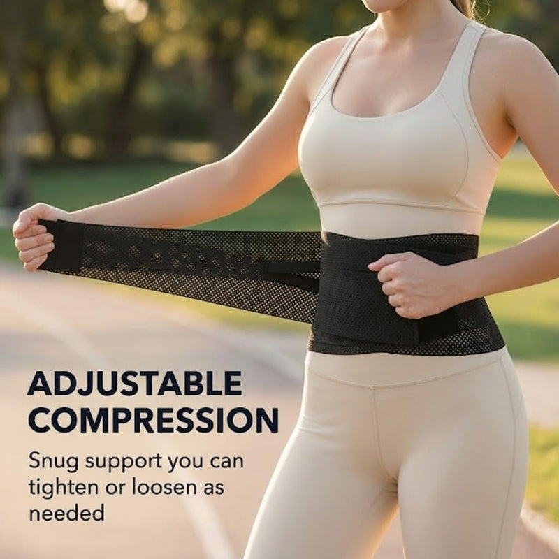Breathable Mesh Back Brace for Lower Back Pain Relief, Adjustable Lower Back Brace with Flexible Stays, Thin & Elastic Back Support for Women & Men, Ideal for Work, Workouts (Fits Waist 31.1"-53.15") L/XL(Waist 42.52"-53.15") - BeesActive Australia