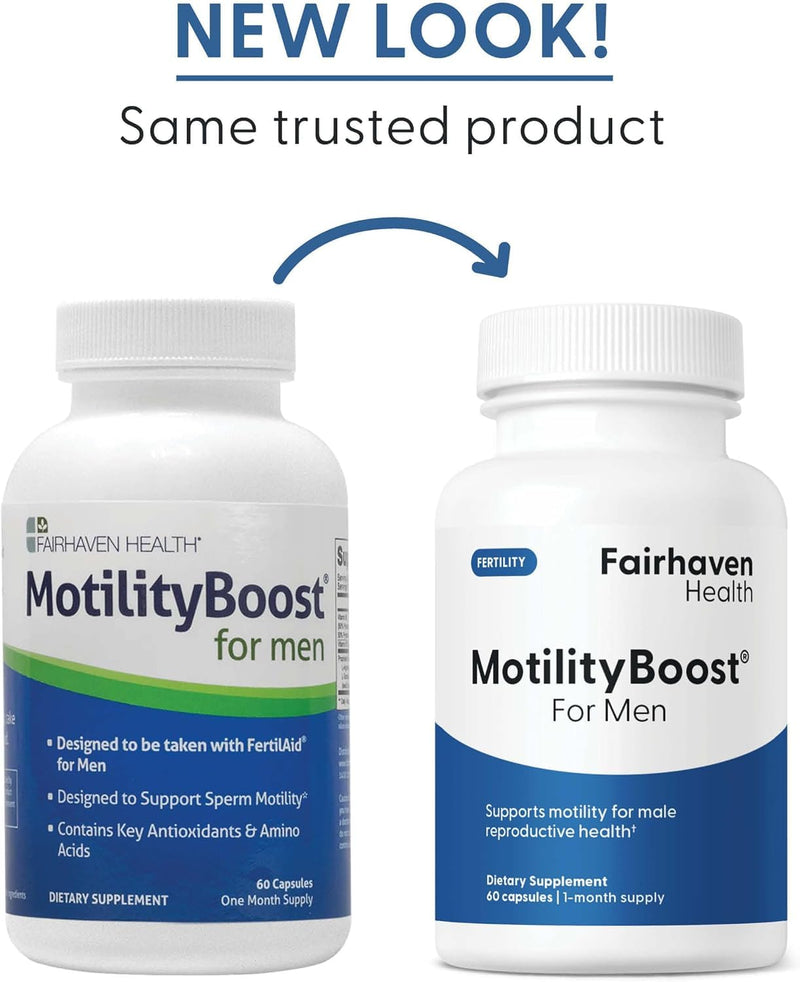 Fairhaven Health MotilityBoost for Men | Prenatal Male Fertility Supplement for Motility Strength | Pre-Conception for Him Includes L-Carnitine, Vitamin B12, B6, CoQ10 and Quercetin | 60 Capsules - BeesActive Australia